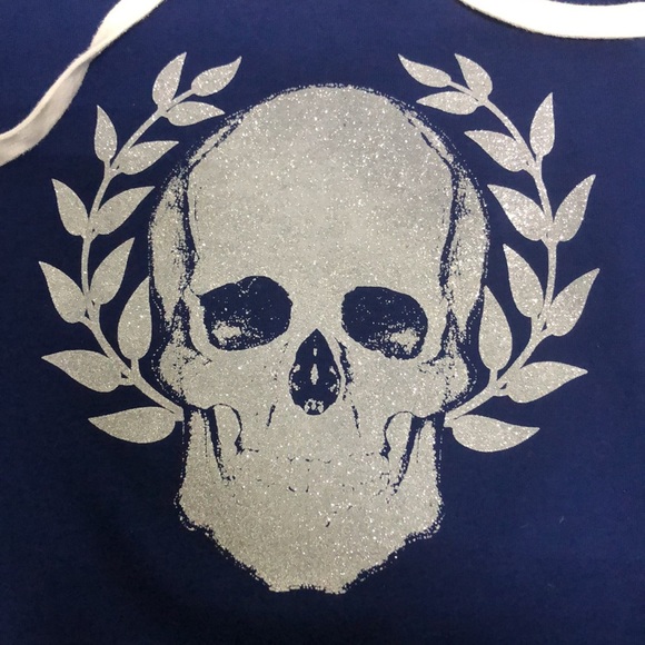 Navy hoodie with glitter skull from express - Picture 2 of 3